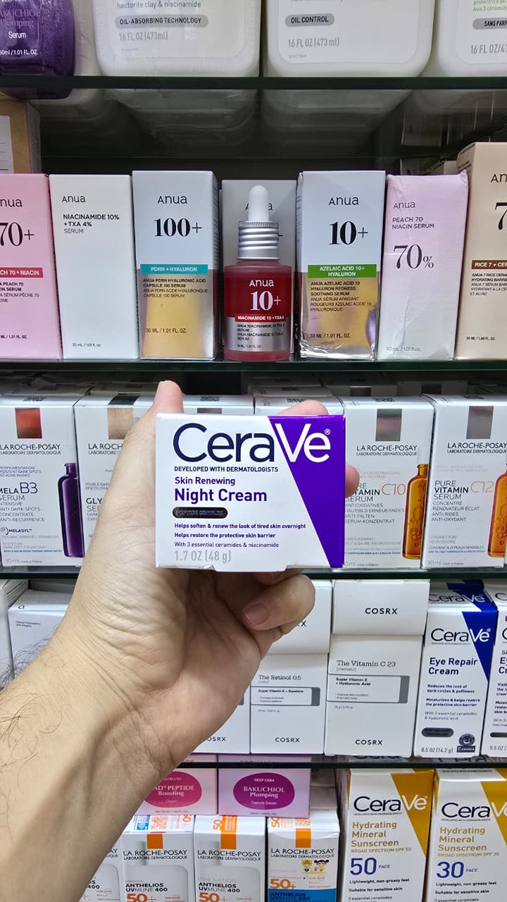 CeraVe Skin Renewing Night Cream 48g – Overnight Moisturizing Face Cream for Smoother, Renewed Skin