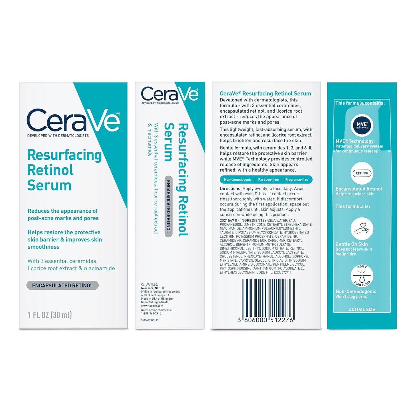 CeraVe Resurfacing Retinol Serum 30ml – For Post-Acne Marks, Smooth & Even Skin