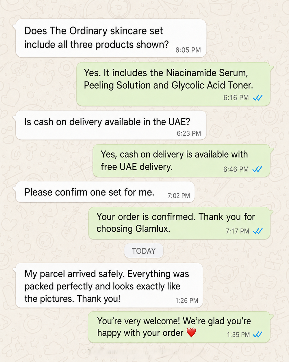 Customer WhatsApp review
