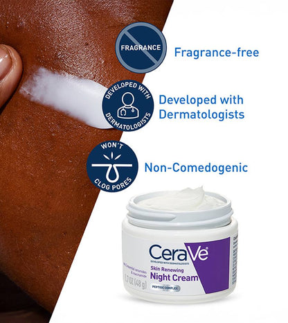 CeraVe Skin Renewing Night Cream 48g – Overnight Moisturizing Face Cream for Smoother, Renewed Skin