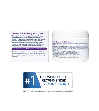 CeraVe Skin Renewing Night Cream 48g – Overnight Moisturizing Face Cream for Smoother, Renewed Skin