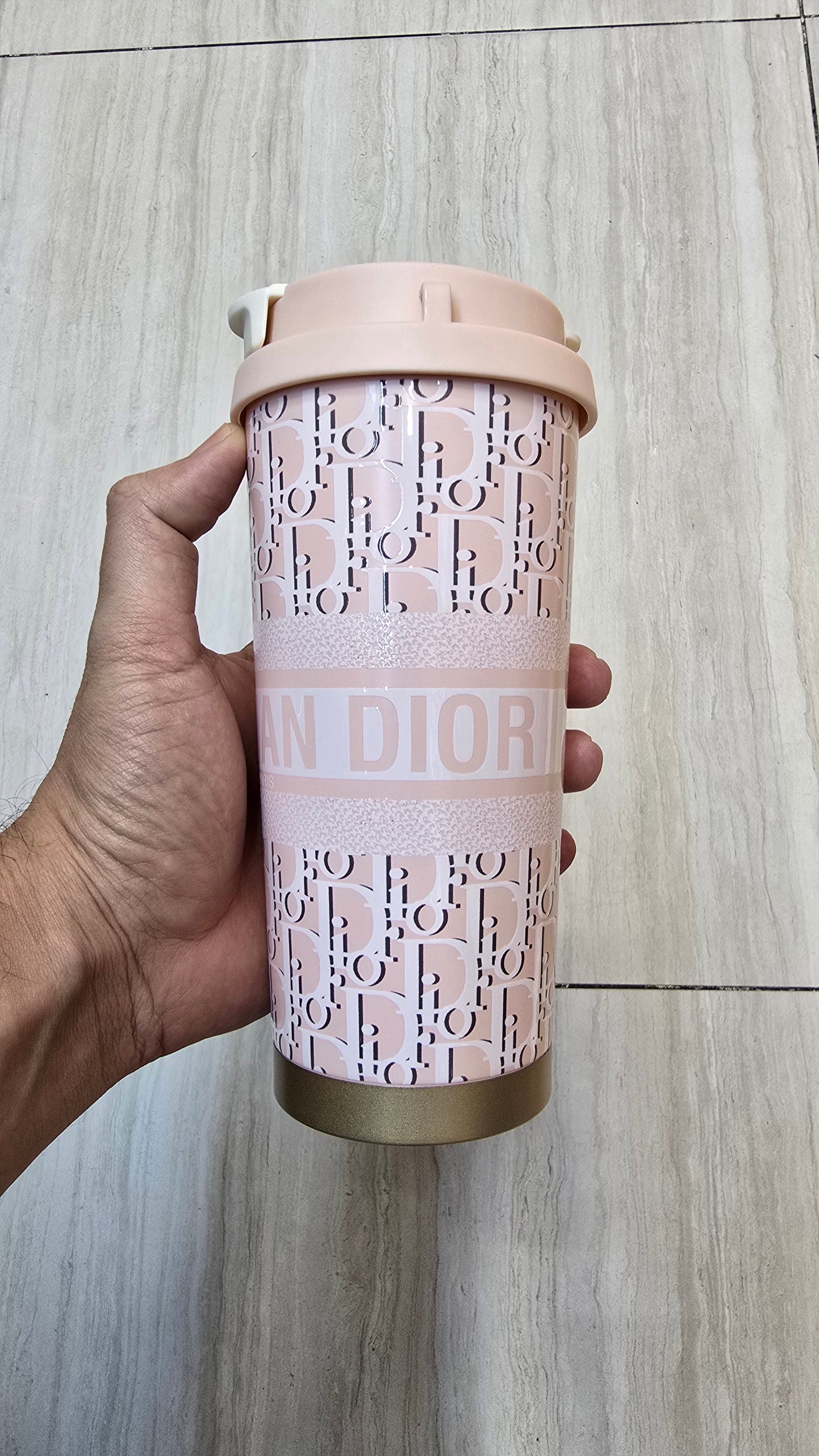 Christian Dior Oblique Travel Coffee Tumbler – Reusable Cup for Hot & Cold Drinks