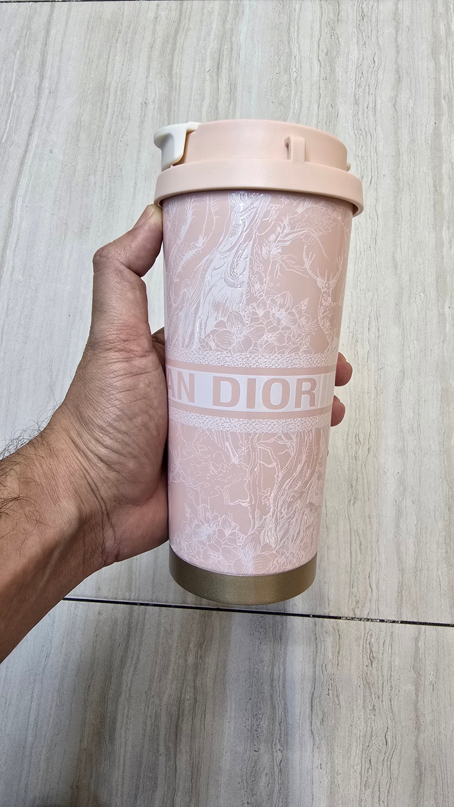 Christian Dior Oblique Travel Coffee Tumbler – Reusable Cup for Hot & Cold Drinks
