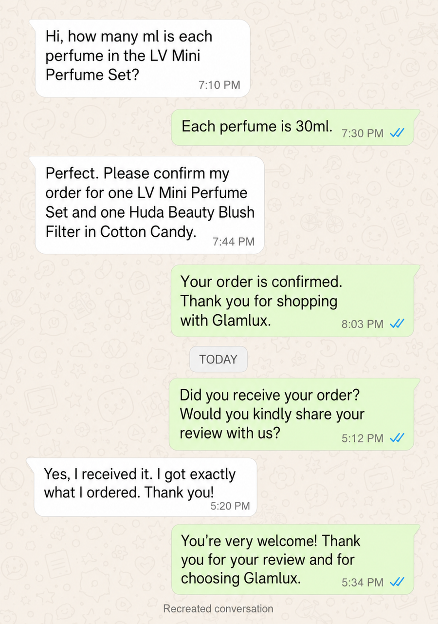 Customer WhatsApp review