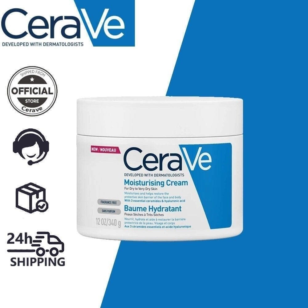 CeraVe Moisturising Cream 340g – Deep Hydration Face & Body Moisturizer for Dry to Very Dry Skin