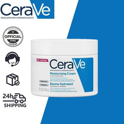 CeraVe Moisturising Cream 340g – Deep Hydration Face & Body Moisturizer for Dry to Very Dry Skin