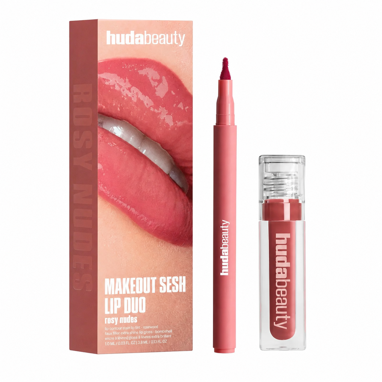 Huda Beauty Makeout Sesh Lip Duo – Rosy Nudes