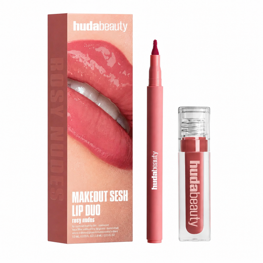 Huda Beauty Makeout Sesh Lip Duo – Rosy Nudes