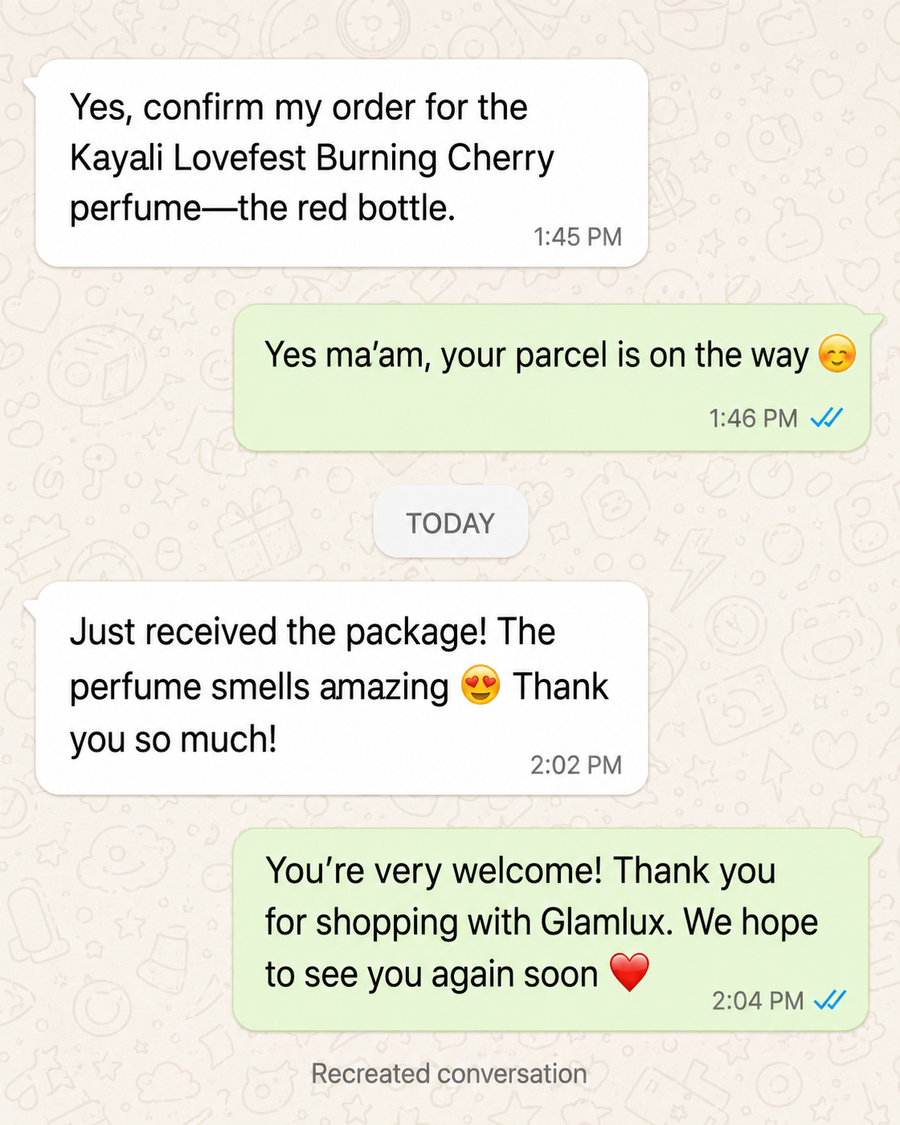 Customer WhatsApp review