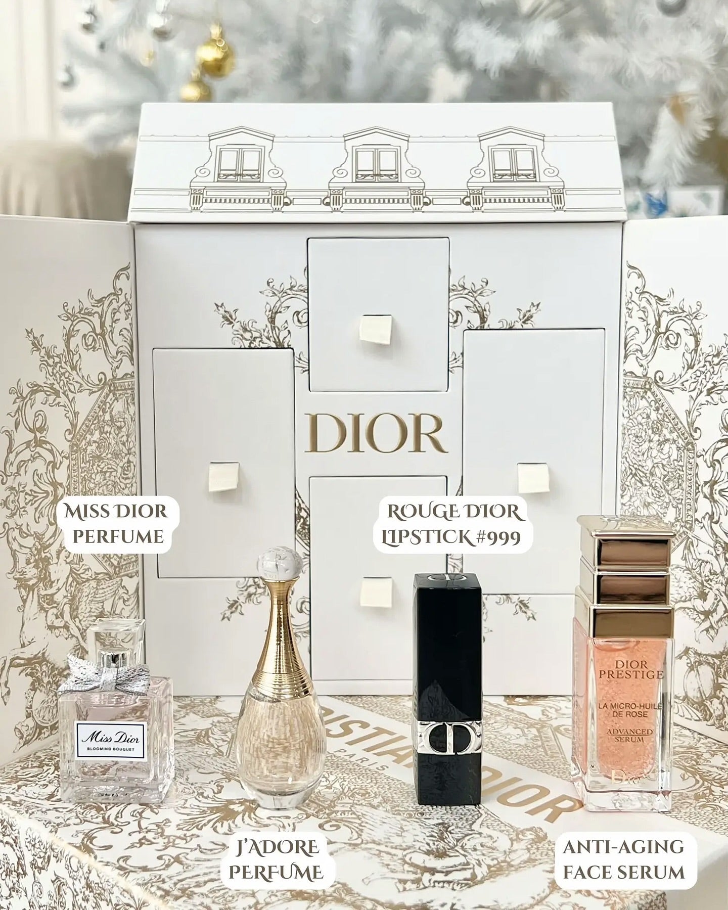 Dior Mini Perfume Trio & Lipstick Set - Elegant Fragrance & Beauty Collection