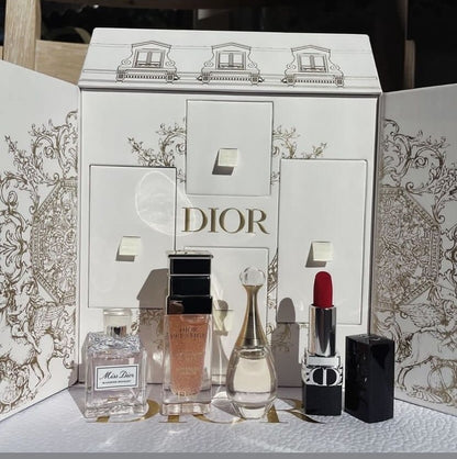 Dior Mini Perfume Trio & Lipstick Set - Elegant Fragrance & Beauty Collection