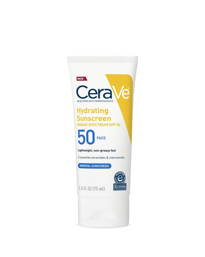 CeraVe Hydrating Mineral Sunscreen – Broad Spectrum SPF 50 Face Lotion