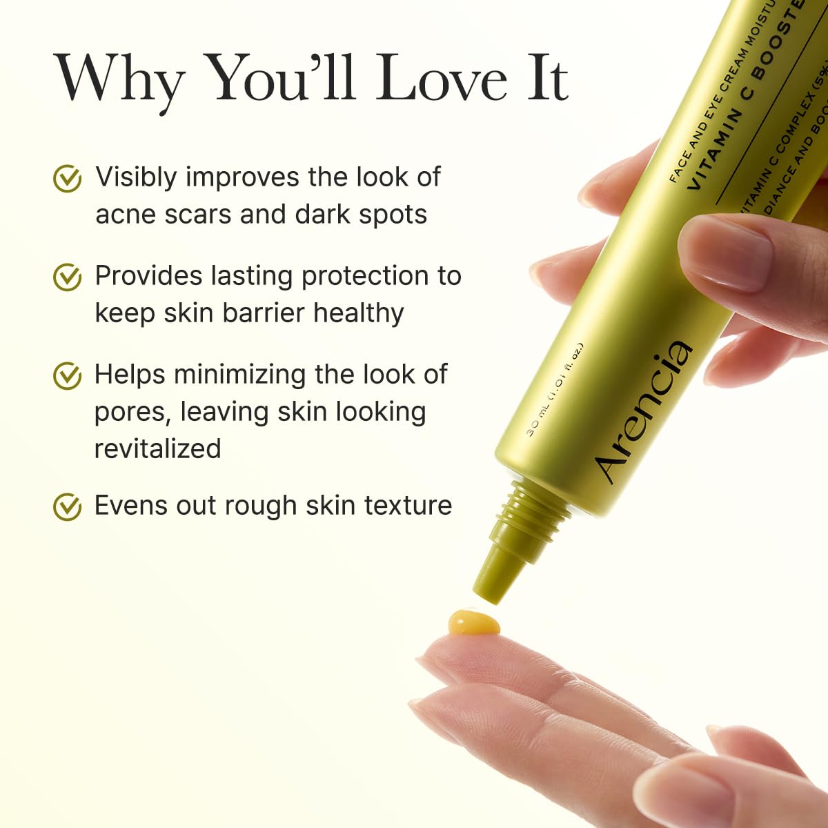 Arencia Vitamin C Booster Shot – Brightening Face & Eye Cream Moisturizer