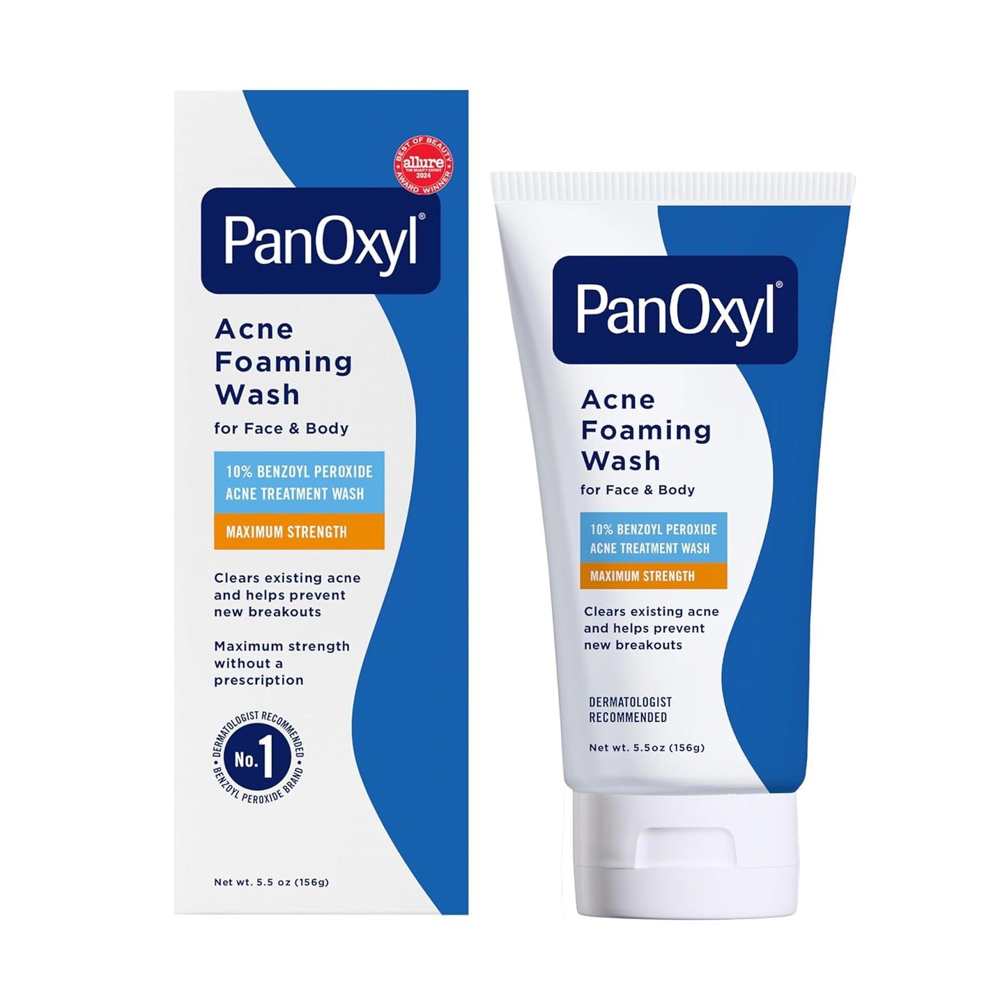 PanOxyl Acne Wash – 4% & 10% Benzoyl Peroxide Face & Body Cleanser for Acne Treatment