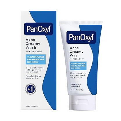 PanOxyl Acne Wash – 4% & 10% Benzoyl Peroxide Face & Body Cleanser for Acne Treatment