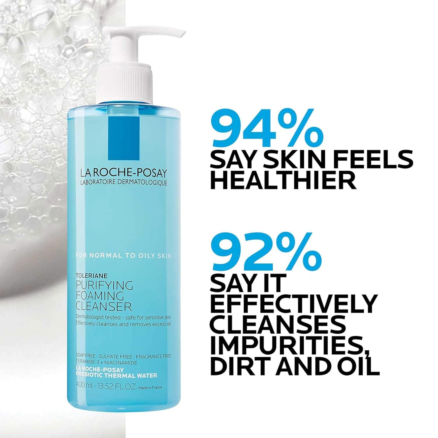 La Roche-Posay Effaclar Purifying Foaming Gel Cleanser for Oily & Acne-Prone Skin (400ml)