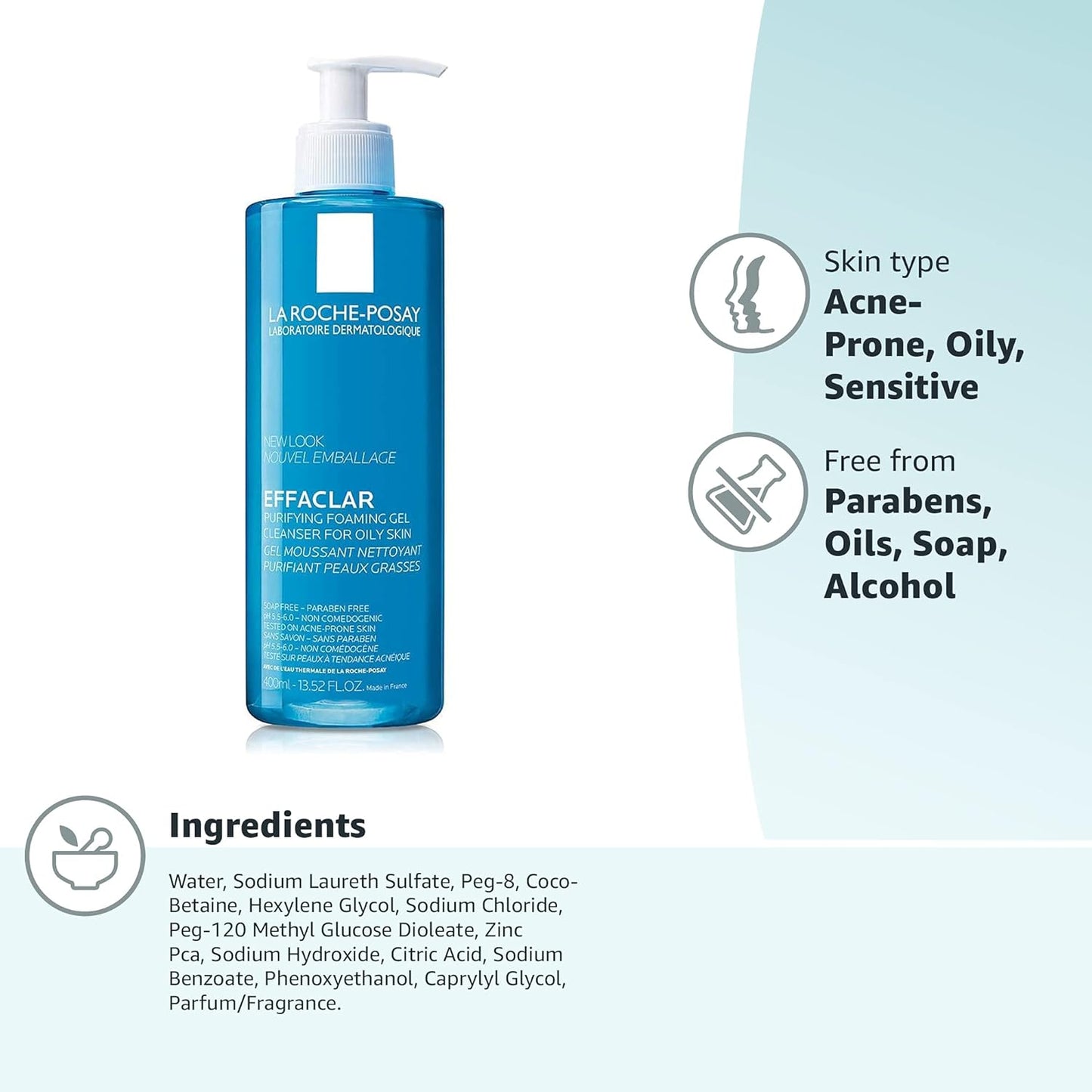 LA Roche-Posay Effaclar Purifying Foaming Gel For Oily Sensitive Skin For Unisex