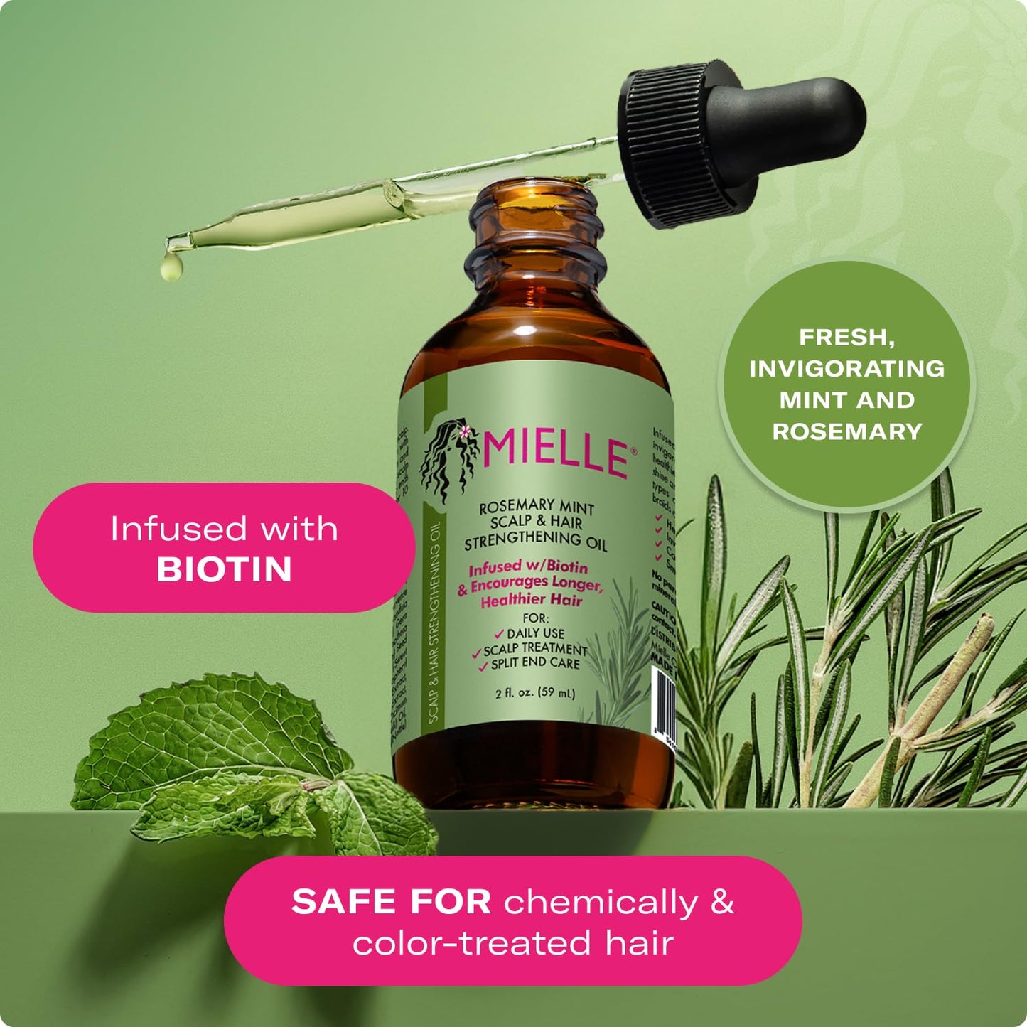 Mielle Rosemary Mint Scalp & Hair Strengthening Oil 59ml – Nourish Scalp & Support Healthy Hair Growth