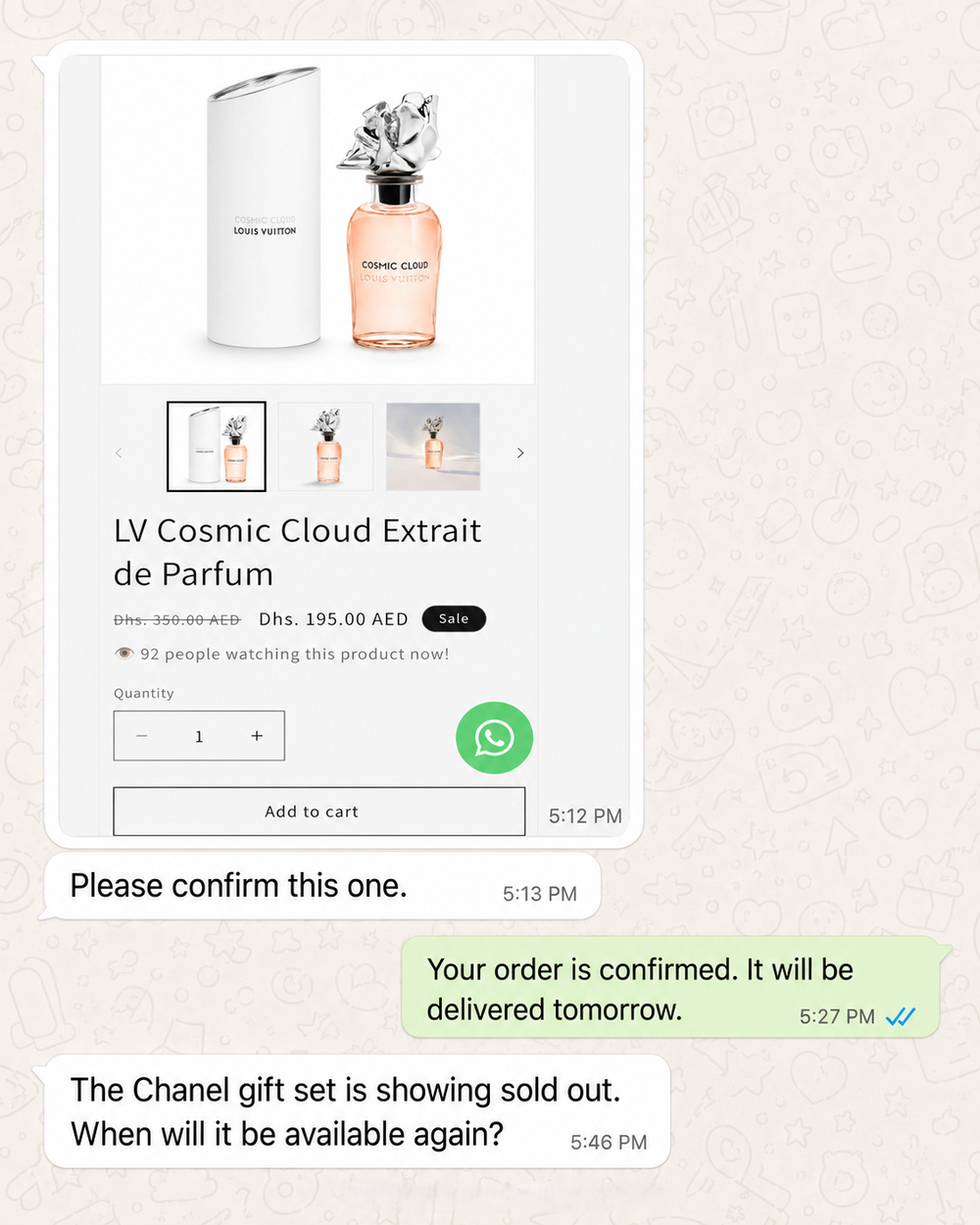Customer WhatsApp review