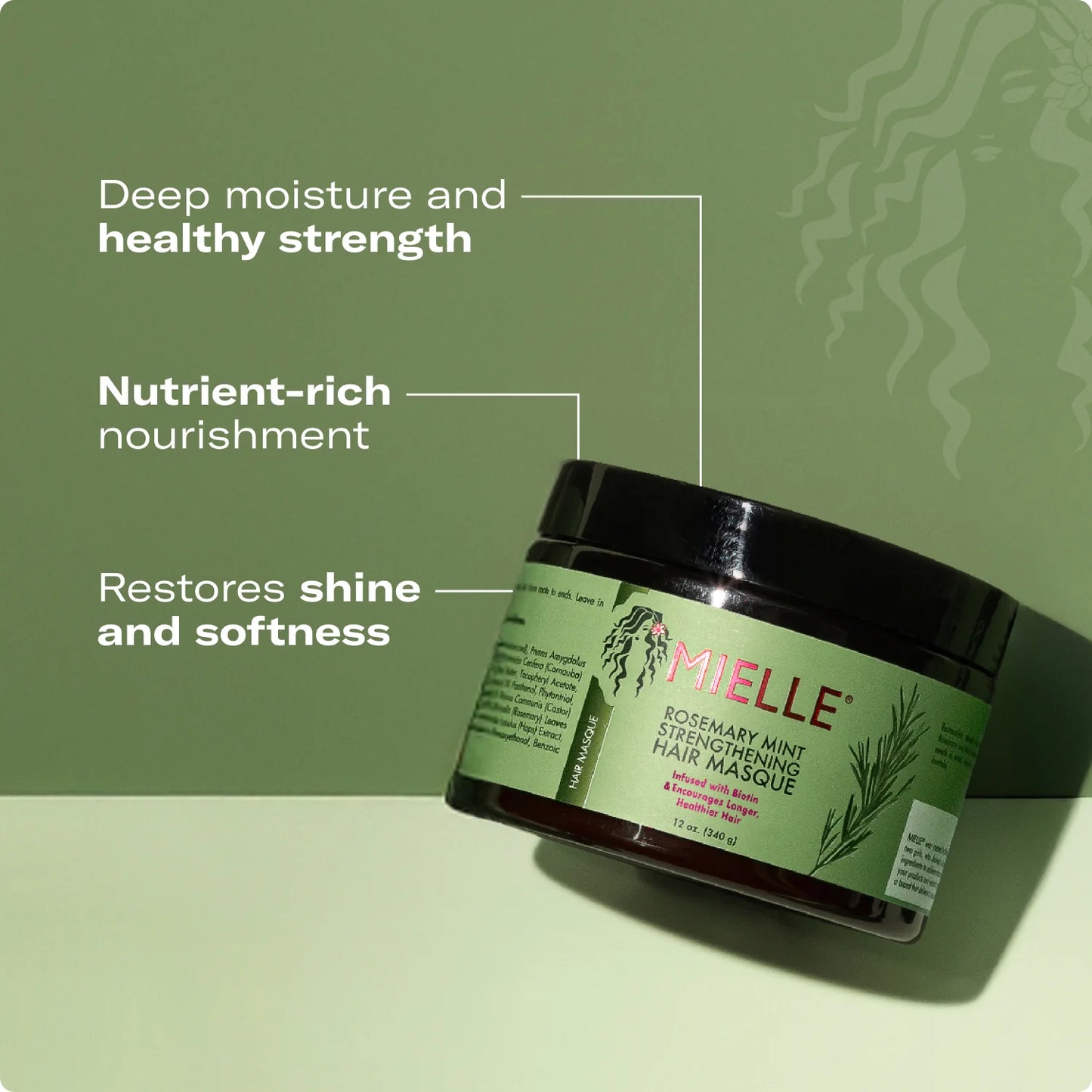 Mielle Organics Rosemary Mint Strengthening Hair Masque – Deep Moisture & Repair Hair Mask
