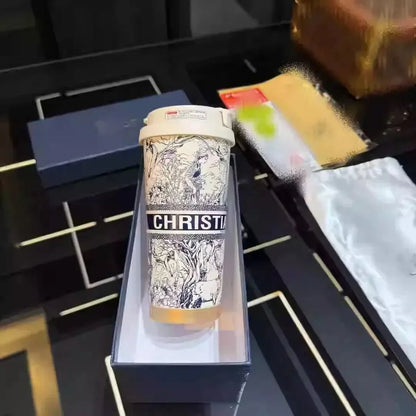 Christian Dior Oblique Travel Coffee Tumbler – Reusable Cup for Hot & Cold Drinks