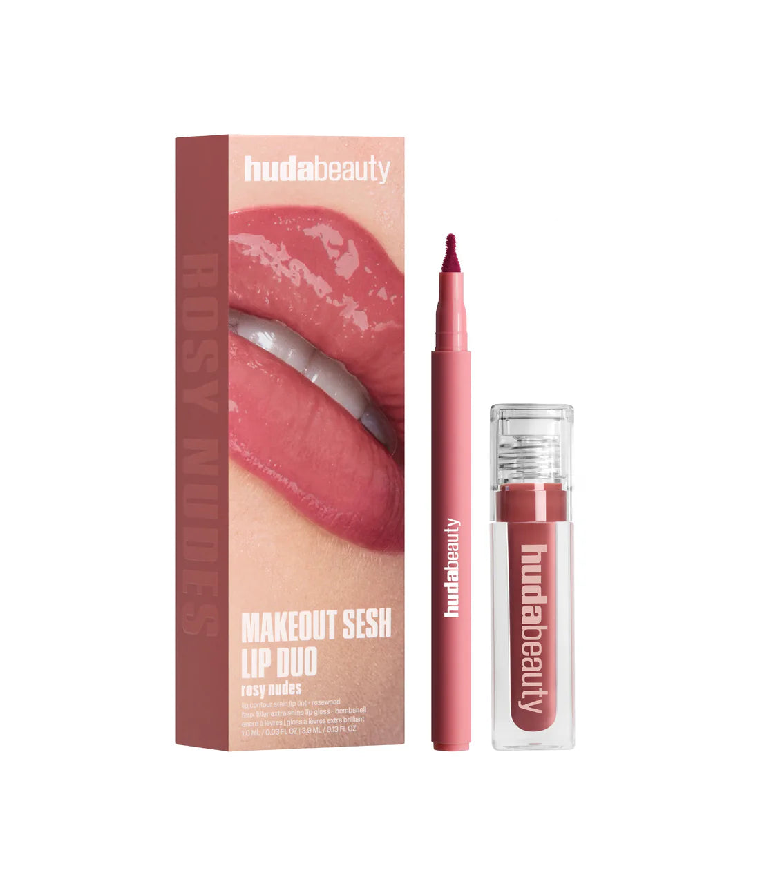 Huda Beauty Makeout Sesh Lip Duo – Rosy Nudes