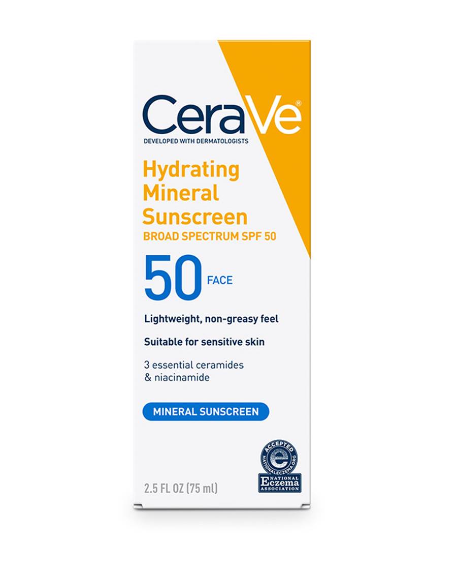 CeraVe Hydrating Mineral Sunscreen – Broad Spectrum SPF 50 Face Lotion