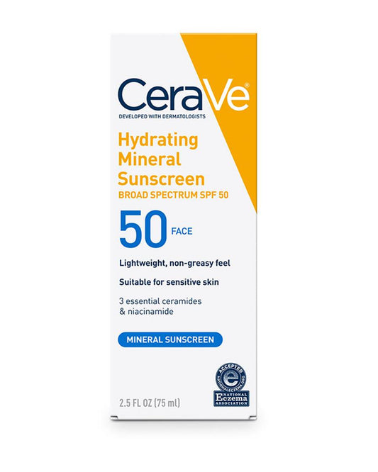 CeraVe Hydrating Mineral Sunscreen – Broad Spectrum SPF 50 Face Lotion