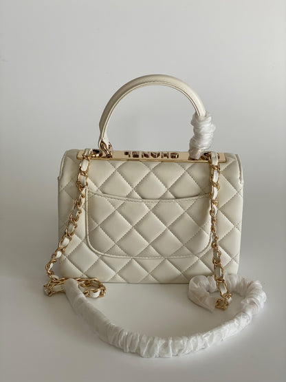 Chanel Off White Quilted Leather Small Trendy CC Flap Bag