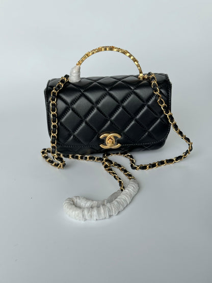 Chanel Grey Leather Matelasse Shoulder Bag