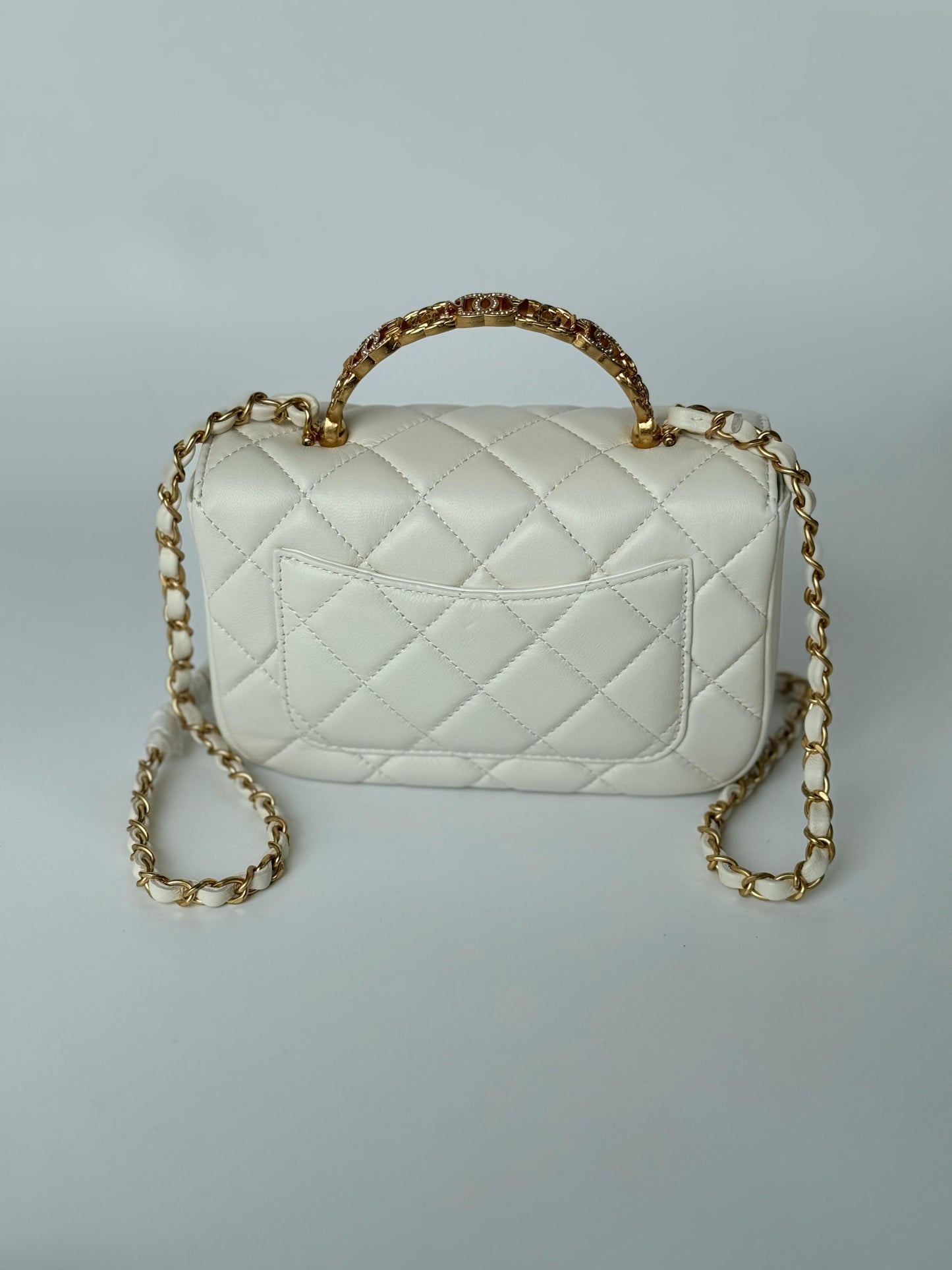 Chanel Grey Leather Matelasse Shoulder Bag