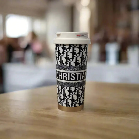 Christian Dior Oblique Travel Coffee Tumbler – Reusable Cup for Hot & Cold Drinks
