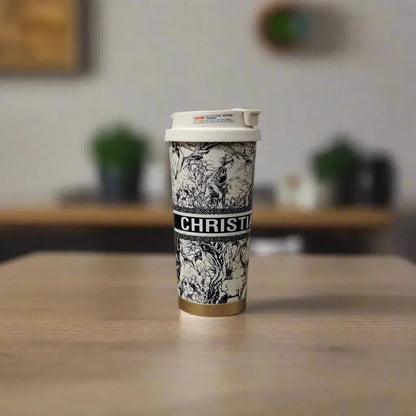 Christian Dior Oblique Travel Coffee Tumbler – Reusable Cup for Hot & Cold Drinks