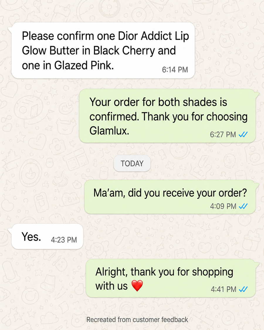 Customer WhatsApp review