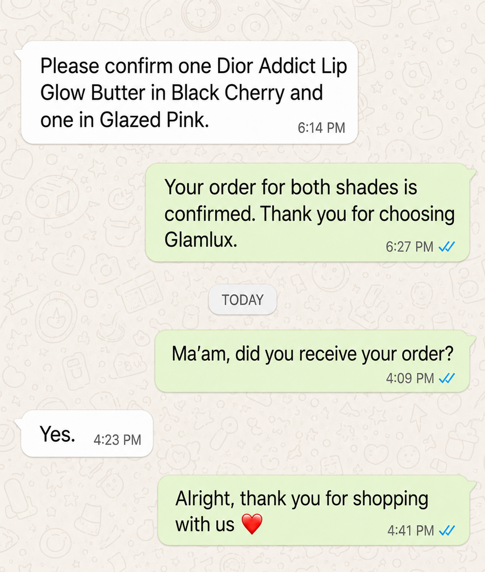 Customer WhatsApp review