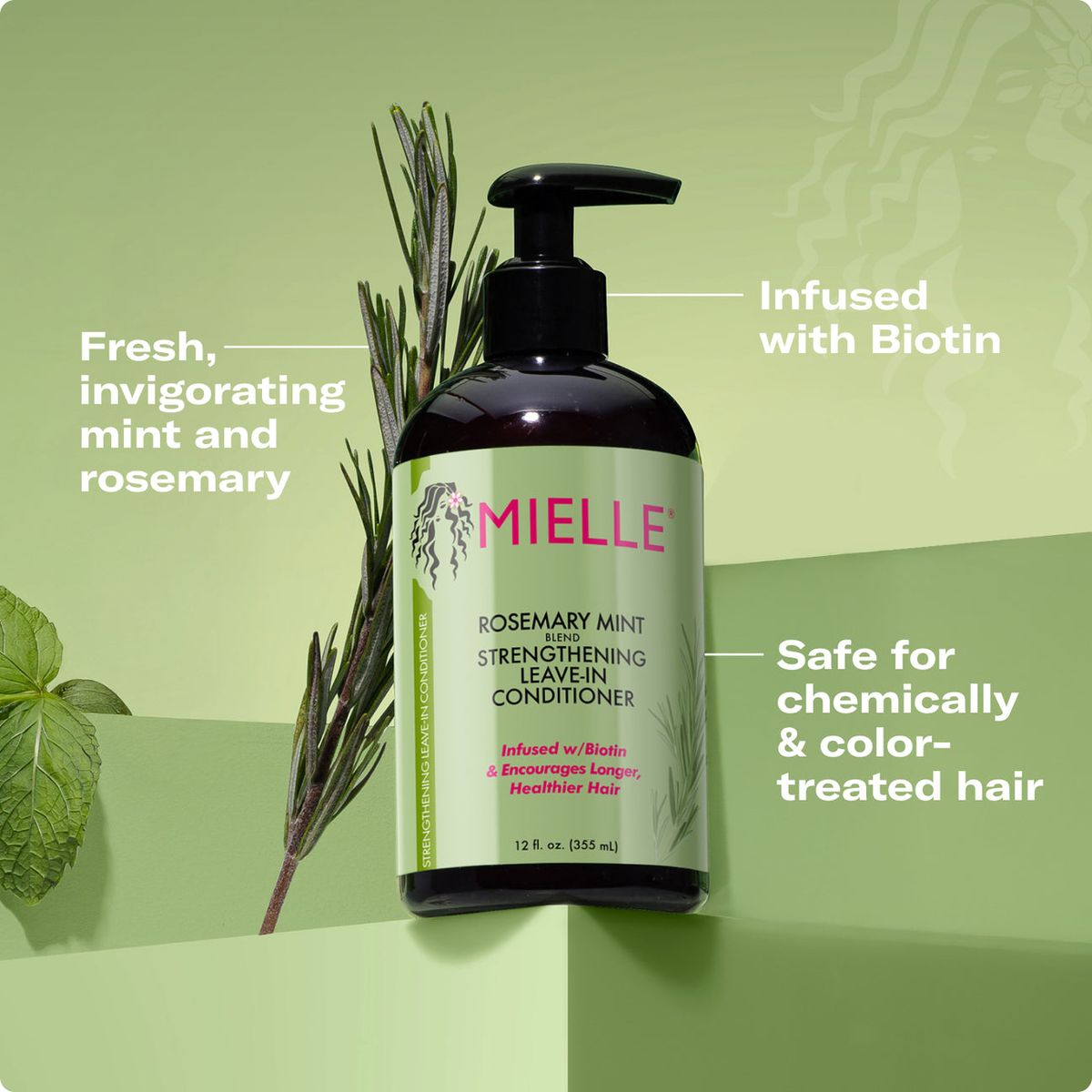 Mielle Rosemary Mint Strengthening Leave-In Conditioner 355ml – Hydrate, Strengthen & Detangle Hair