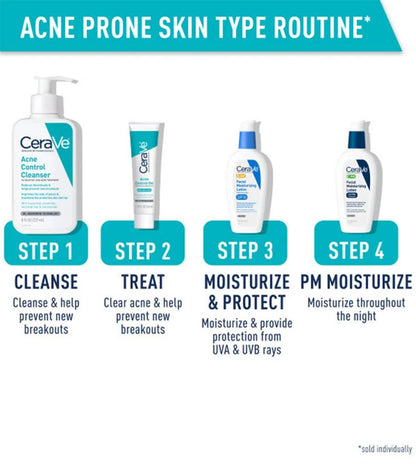 CeraVe Acne Control Cleanser 2% Salicylic Acid – Oil Control Face Wash for Acne & Blackheads