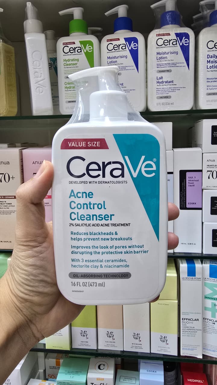CeraVe Acne Control Cleanser 2% Salicylic Acid – Oil Control Face Wash for Acne & Blackheads