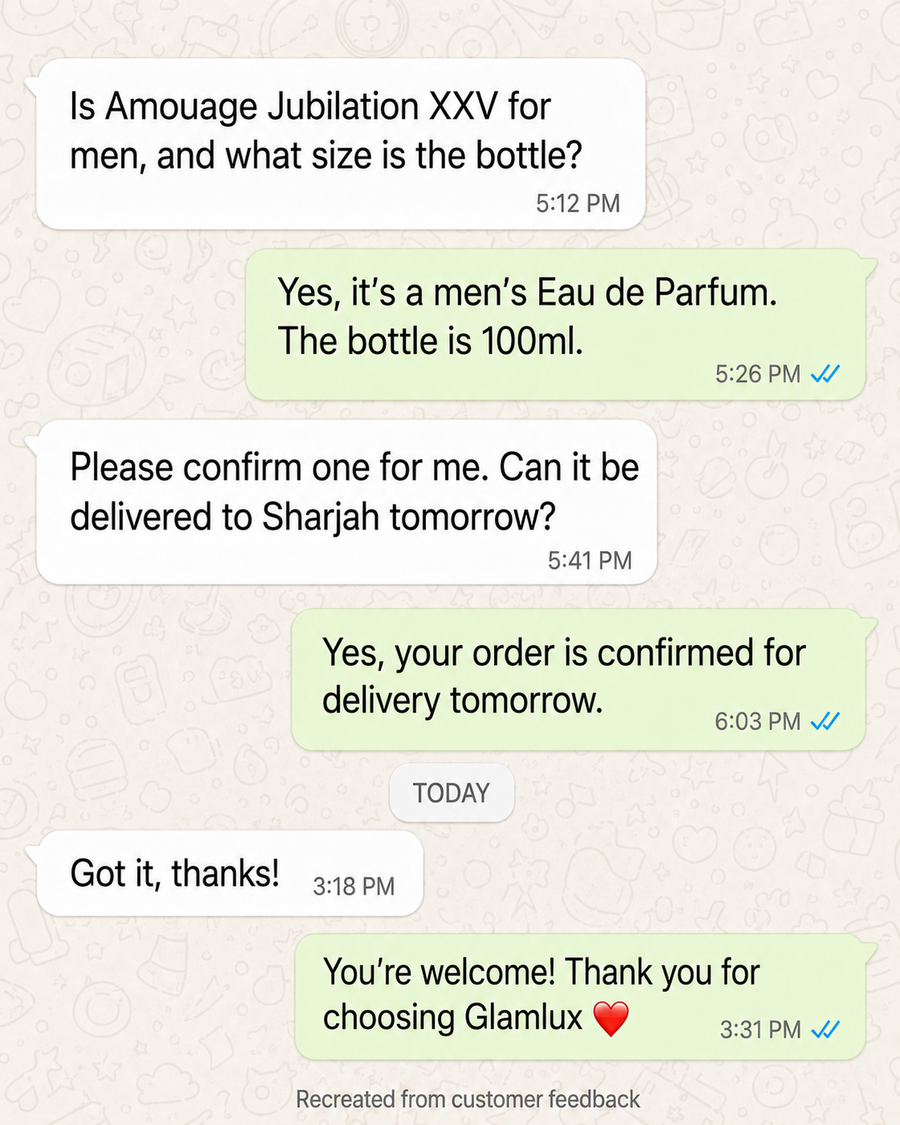 Customer WhatsApp review