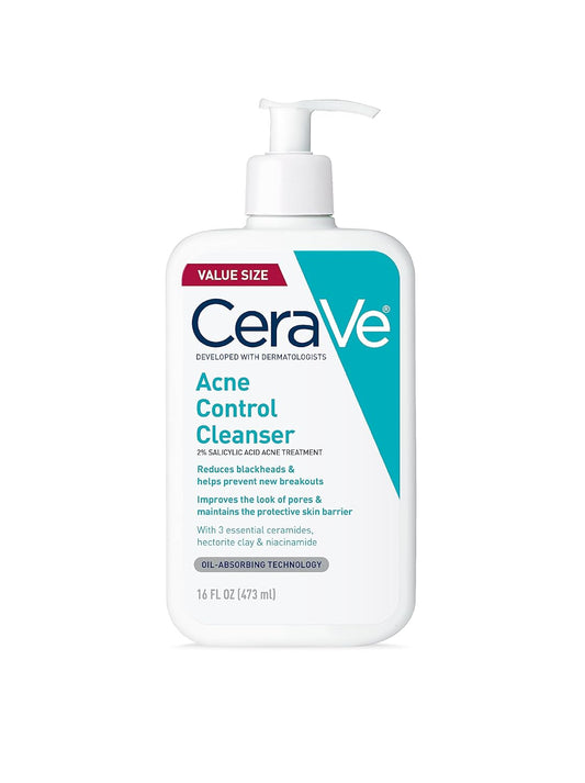 CeraVe Acne Control Cleanser 2% Salicylic Acid – Oil Control Face Wash for Acne & Blackheads