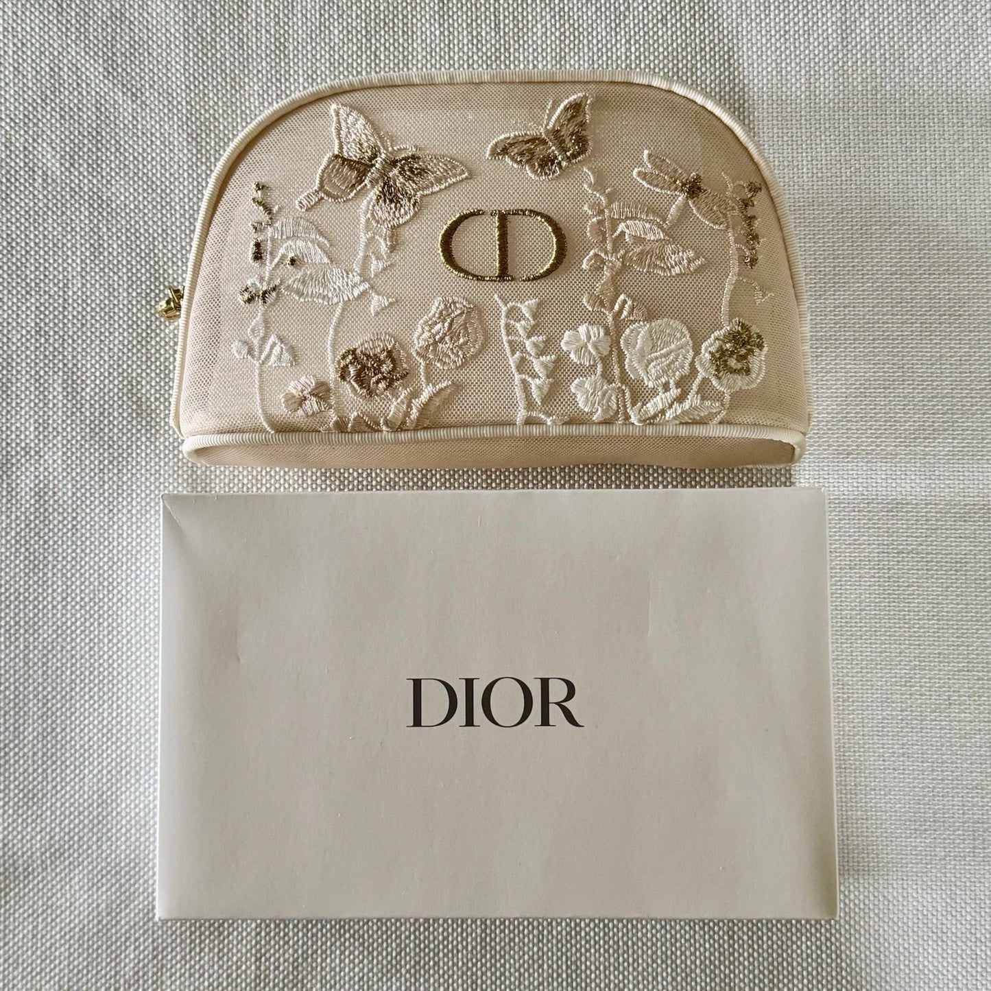 Dior Beauty Embroidered Floral Makeup Pouch – Limited Edition CD Monogram Cosmetic Bag