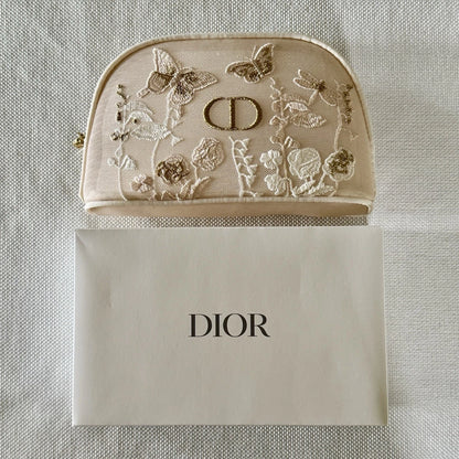 Dior Beauty Embroidered Floral Makeup Pouch – Limited Edition CD Monogram Cosmetic Bag