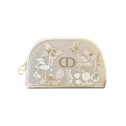 Dior Beauty Embroidered Floral Makeup Pouch – Limited Edition CD Monogram Cosmetic Bag