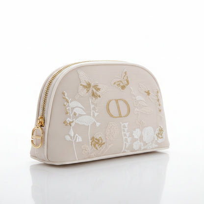 Dior Beauty Embroidered Floral Makeup Pouch – Limited Edition CD Monogram Cosmetic Bag